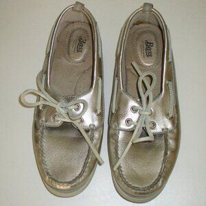 Bass "Overboard" Womens Gold Leather Boat Deck Shoe - Size 8.5M